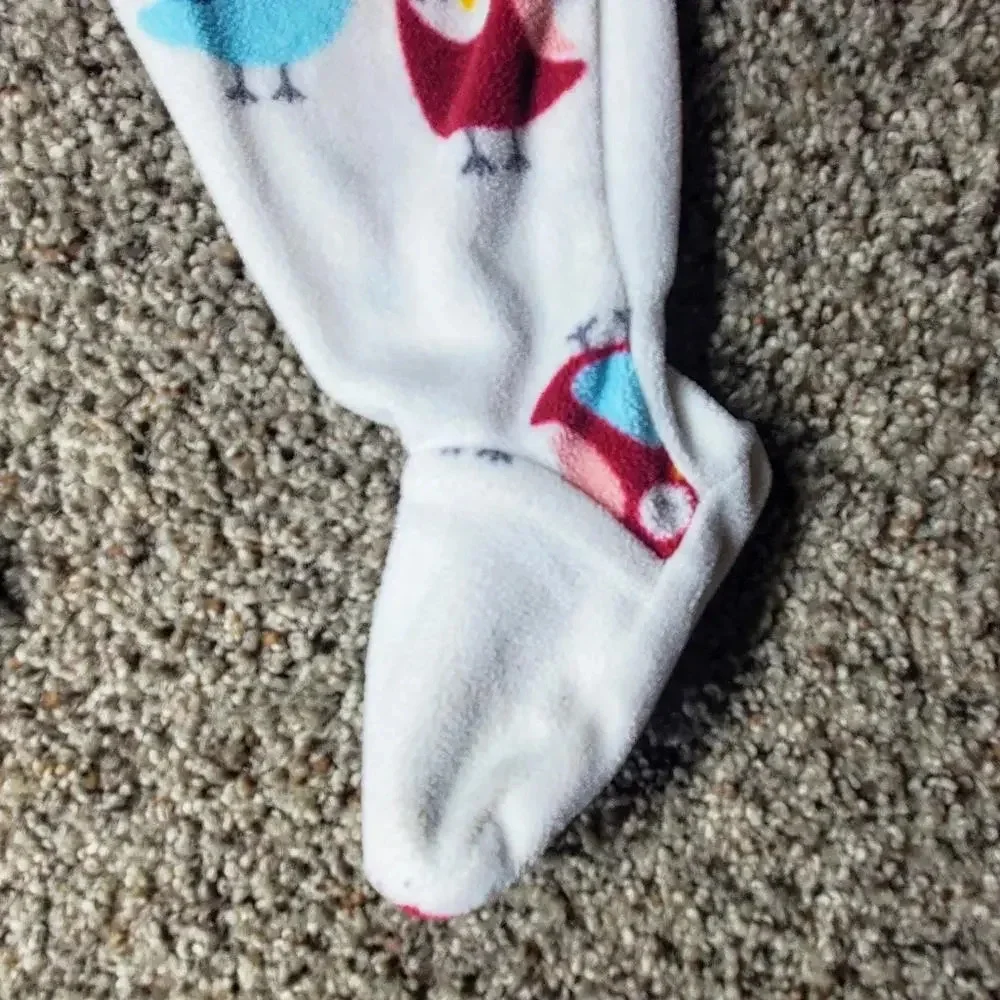 CARTER'S Baby Girl Owl Fleece Footed Pajamas White Pink Blue Size 6m